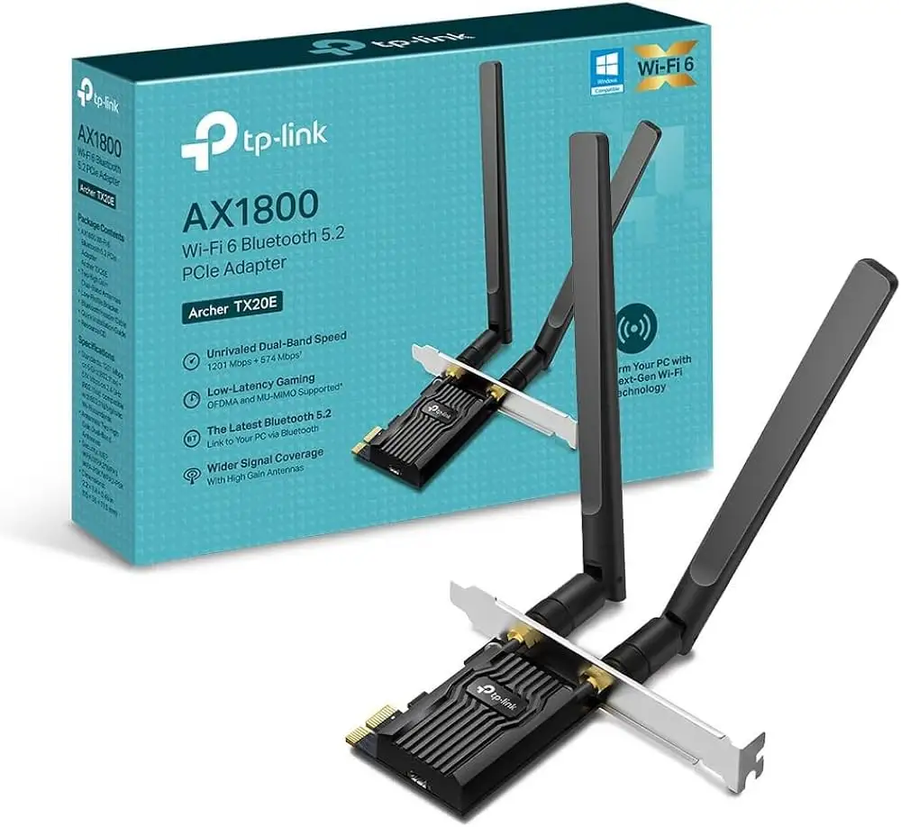 SCHEDA DI RETE TP-LINK PCI-E WIRELESS ARCHER TX20E AX1800 WIFI 6 + BLUETOOH 5.2